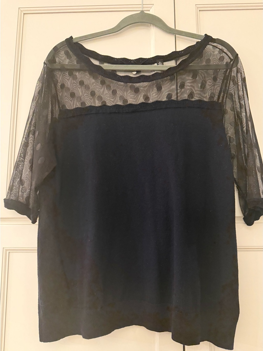 Anthropologie Black Mesh Detail Top | Size XL